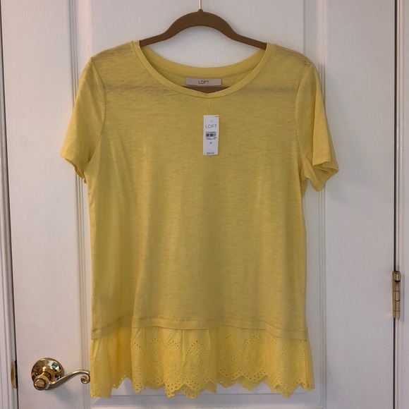 LOFT Bundle of Two Cotton Slub Knit Embroidered Hem Tees - Picture 6 of 8